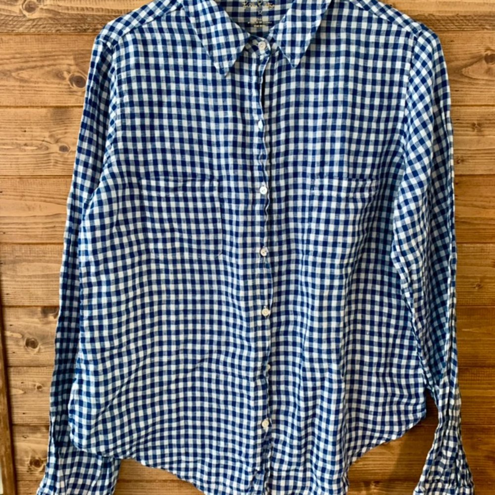 Lilly Pulitzer Sea View Button Down Gingham Navy - Picture 2 of 4
